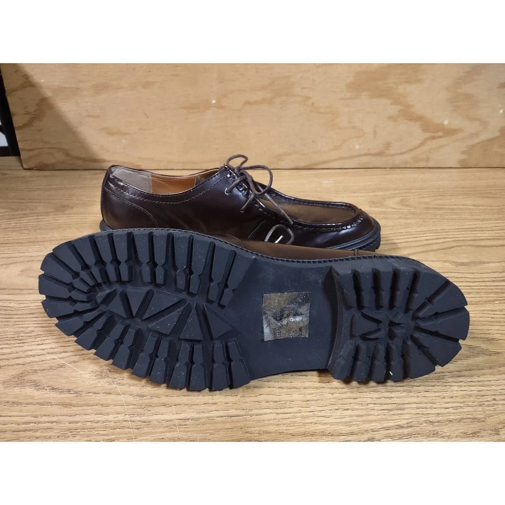 Express Mens Lug Sole Leather Derby Shoes Dark Brown Moc Toe Oxford Size 9